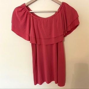 Soft Surroundings Coral Off Shoulder Ruffle Top